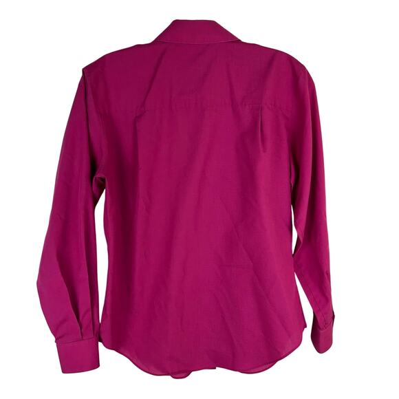 Foxcroft Womens Button Front Shirt Size 4P Wrinkle-Free Long Sleeve Pink - Picture 2 of 6